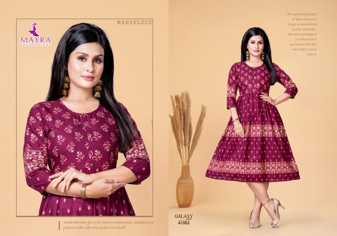 Mayra Galaxy 2 Regular Wear Rayon Printed Designer Kurti Collection